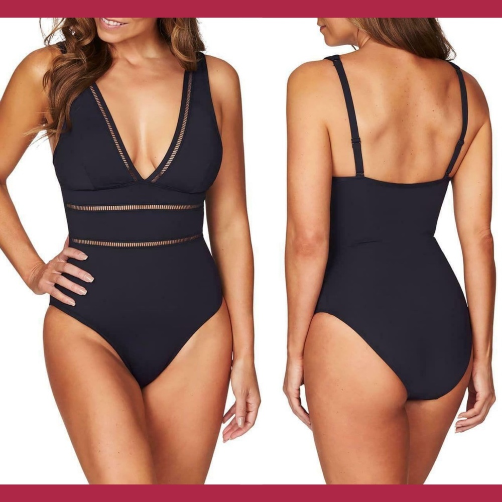 NEW $125 SEA LEVEL Spliced One-Piece Swimsuit in Black [SZ 4‎ US ]